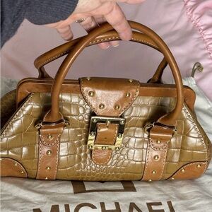 Authentic Vintage Michael Kors Croc Embossed Leather Handbag